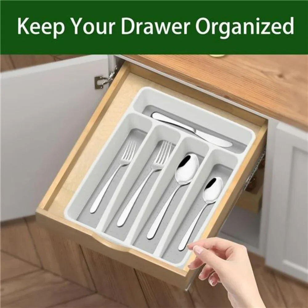 Kitchen silverware organizer utensil holder drawer flatware tray 5 compartment